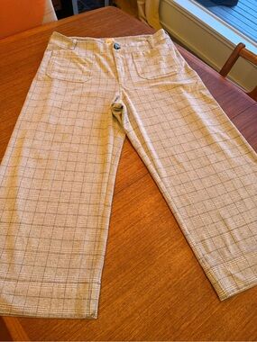 Maeve Gray Plaid Straight-Leg Pants